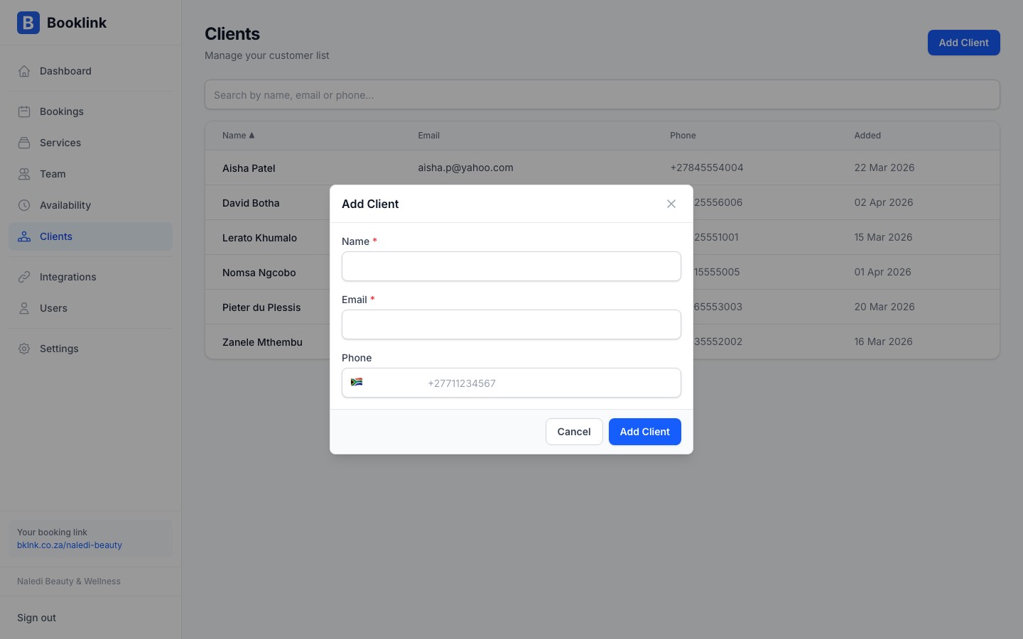 clients add form
