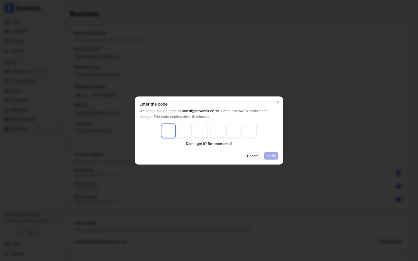 settings login email verify